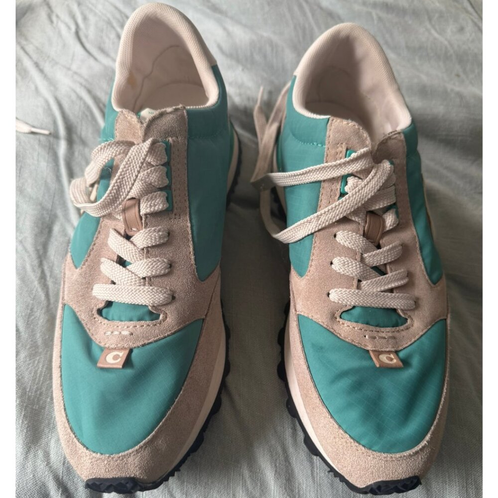 Coach Women's Sneakers in Teal and Beige - Picture 5 of 8
